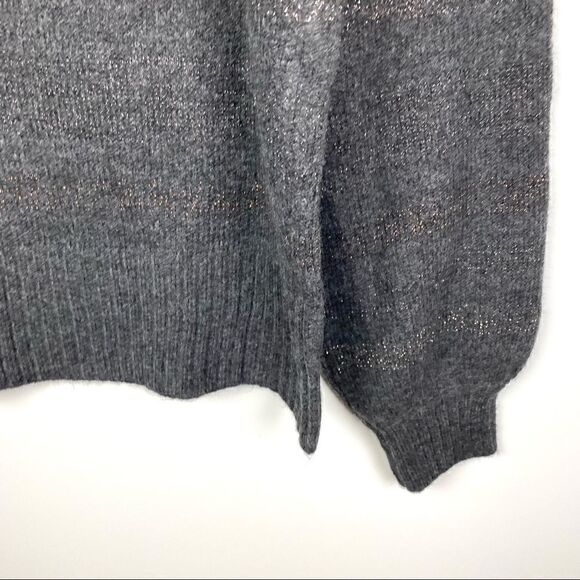 Marled Reunited Clothing Mock Neck Sweater Gray Metallic Stripes Soft Knit S - Picture 7 of 11